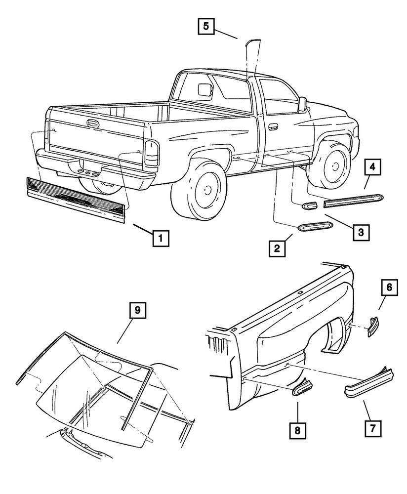 Genuine Mopar Box Side Panel Molding Front 55076900AA