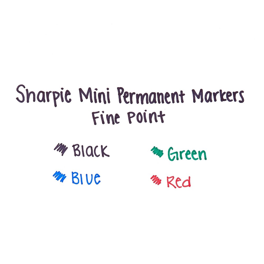Sharpie Mini Permanent Markers, Fine Point, 1 Count (Pack of 4), Assorted