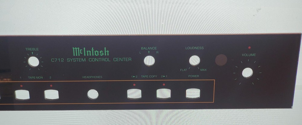 Original McIntosh C712 preamp glass faceplate