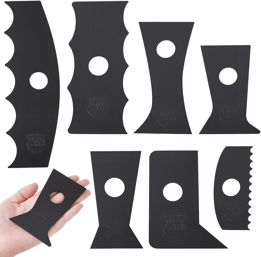 7PCS Pottery Wheel Rib Tool 7 Sizes Shapes Plastics Pottery Tools Wave Curved...