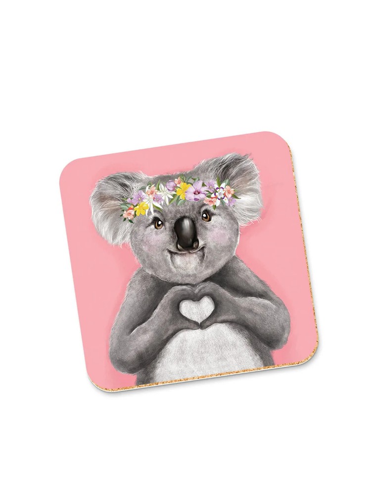 Corky Coaster Heart Koala Girl