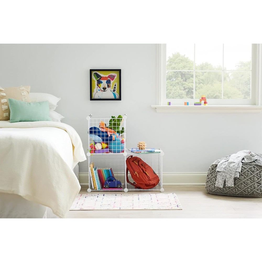 Rubbermaid 3 Piece Storage Stackable Cube Set, Multi-Use Home Organizers, White