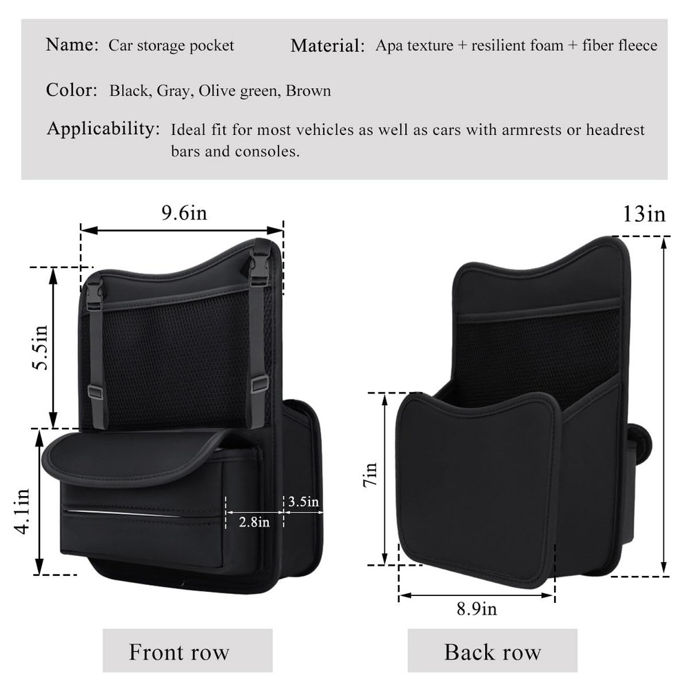 Car Organizer Storage Between Seats, Leather Large Capacity Automobile Handba...