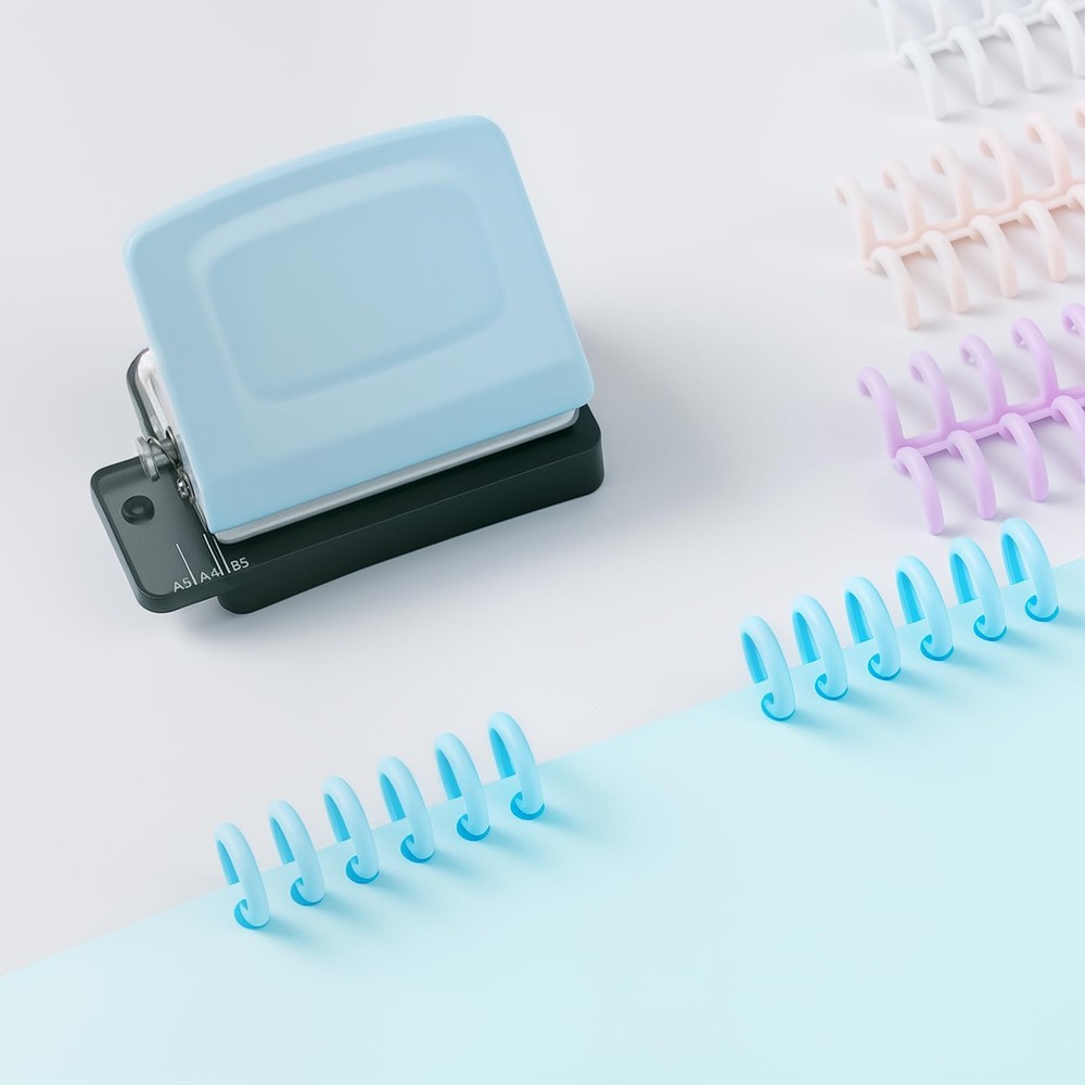 Spiral Binding Machine-Mini 6 Hole Puncher, DIY Creative Book Binder Blue