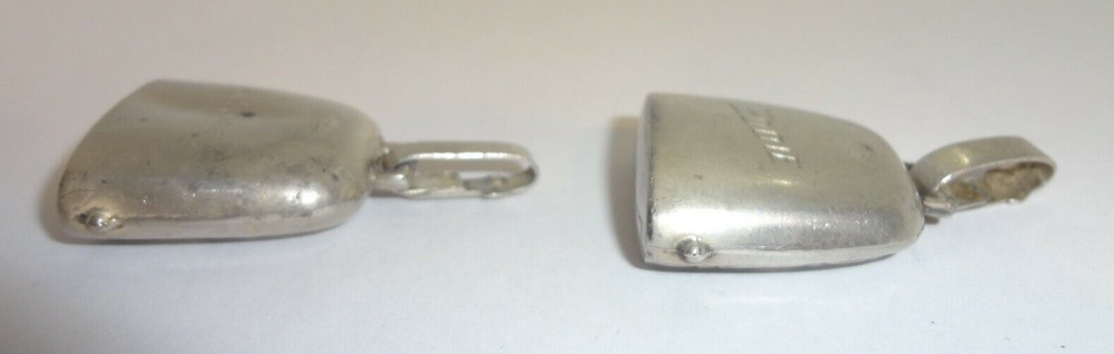 2 Vintage Sterling Silver Birth Record Rattles for Teether Rings - Rings Missing
