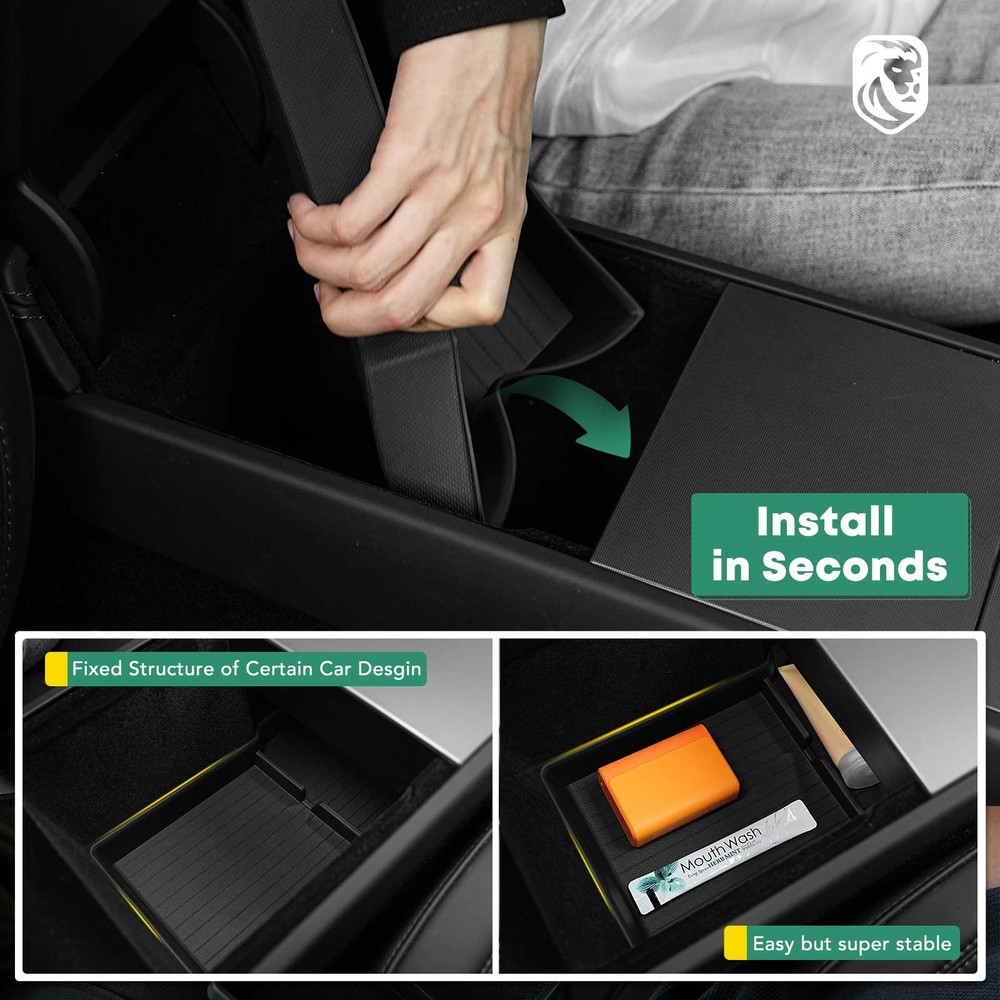 Black Center Armrest Lower Bottom Storage Compartment Box for Tesla Model 3 24