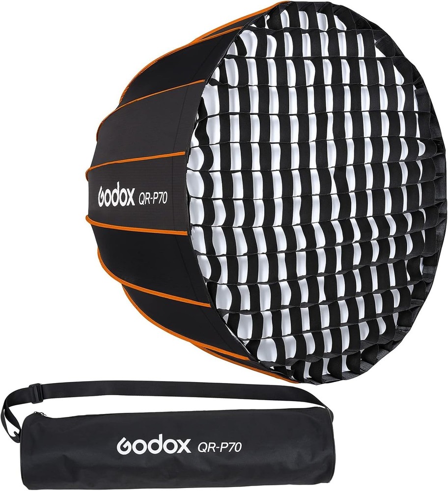Deep Parabolic Softbox with Fabric Grid for Godox Lights