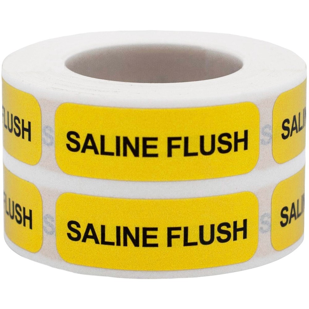 Saline Flush Labels | 0.5″ x 1.5″ Rectangle - 500 Pack