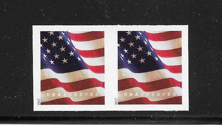 IMPERFORATE ERROR Coil Pair Scott #5158a, 2017 (49c) Waving Flag