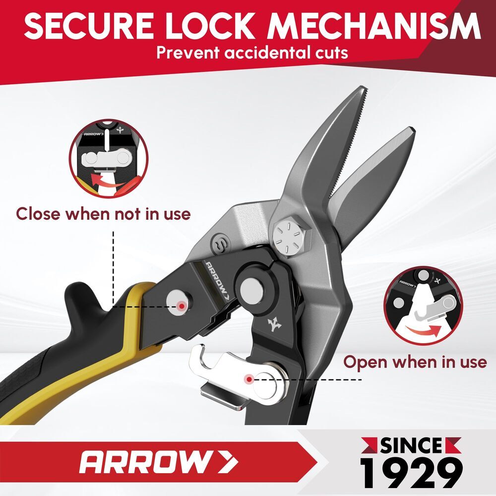 ARROW 3PCS 8" High Leverage Tin Snips Set Aviation Snips Left Straight Right Cut
