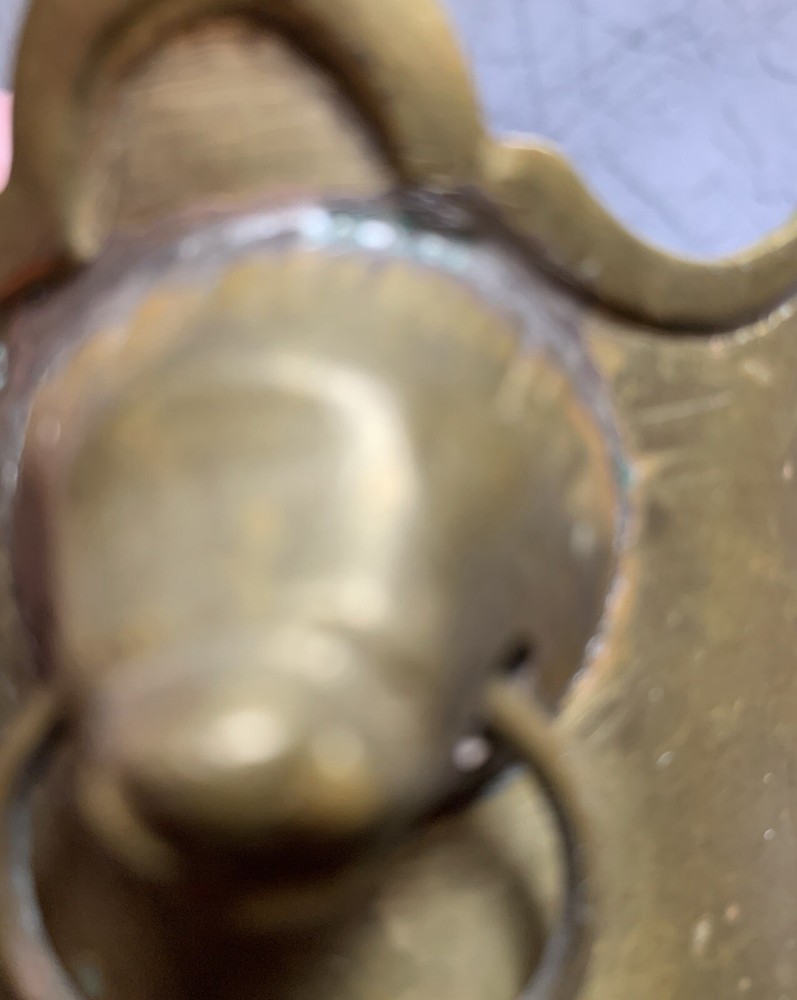 Vintage Solid Brass Planter Cachepot Lion Head Ring Crown Shape #F2