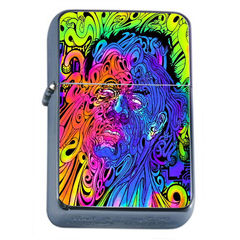 Psychedelic Alien Em1 Flip Top Oil Lighter Wind Resistant