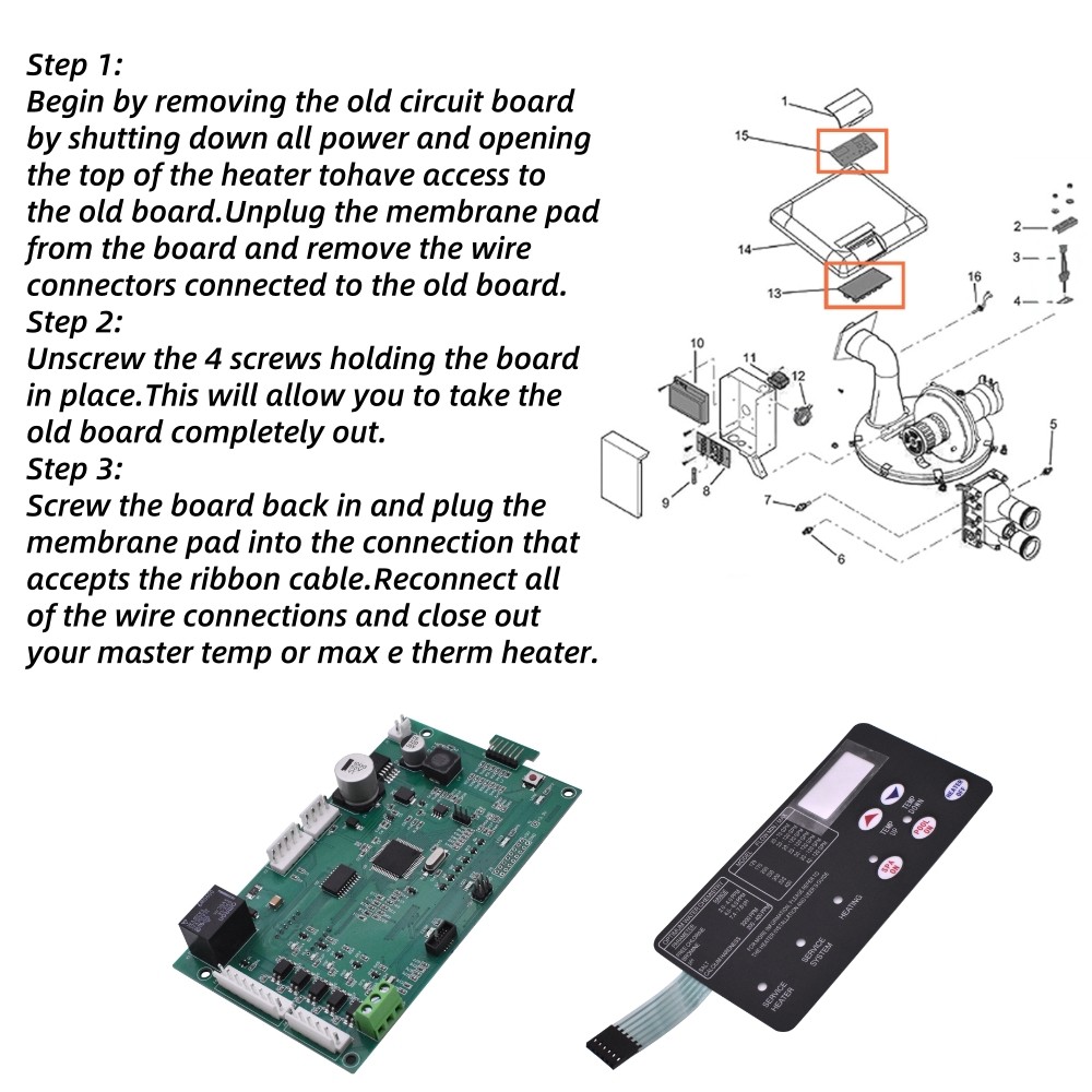 For Pentair Master Temp 400 42002-0007S Control Board Kit w/ 472610Z Switch Pad