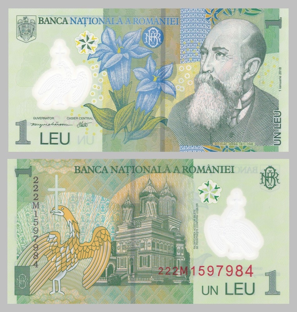 Romania 1 Leu 2022 Polymer P117 Uncirculated
