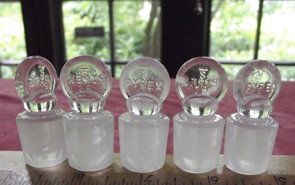 lot 5 Pyrex # 19 Penny Head Ground Glass Stoppers