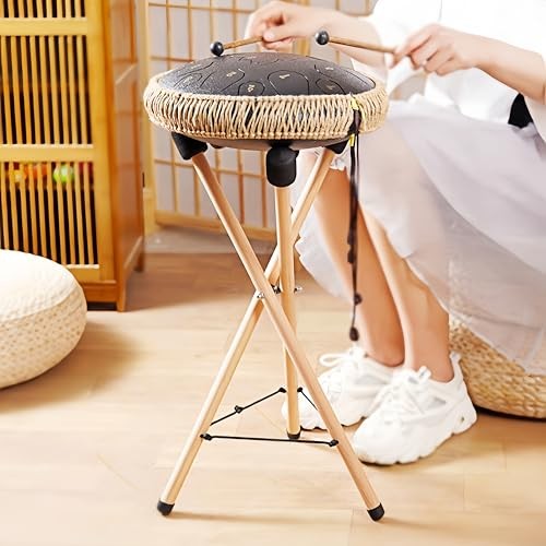 Handpan Stand & Tongue Drum Holder - Adjustable Solid Wood Tripod Bracket for