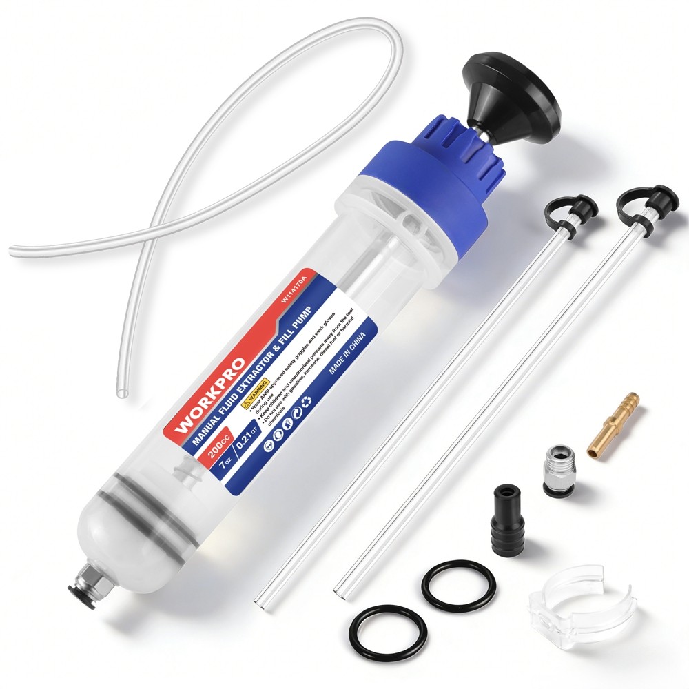 WORKPRO 200CC Manual Fluid Fill Pump Extractor Multi-Purpose Oil Syringe Suction