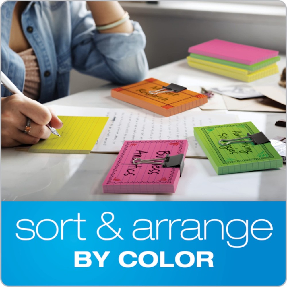 Ruled Index Cards 3x5, Neon Assorted, 300 Sheets, Study Notes
