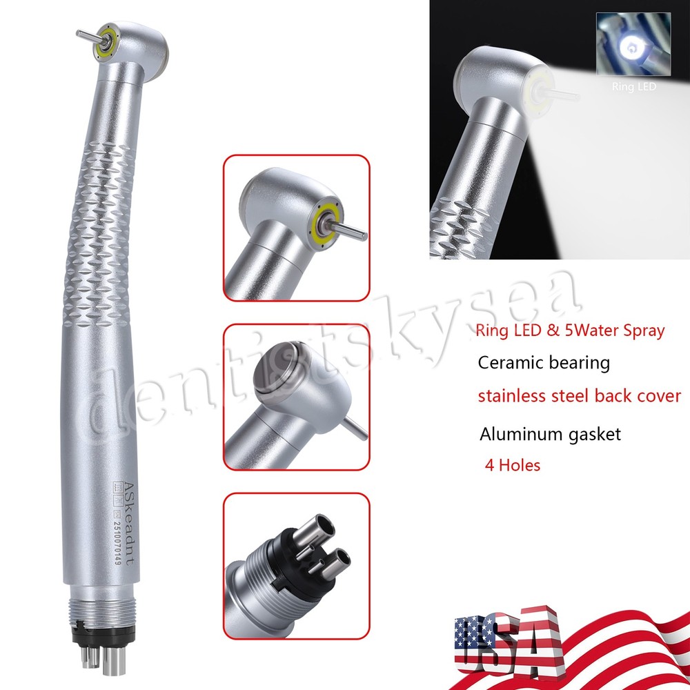 Dental Ring LED Optic High Speed Handpiece E-Generator Shadowless 4 Hole