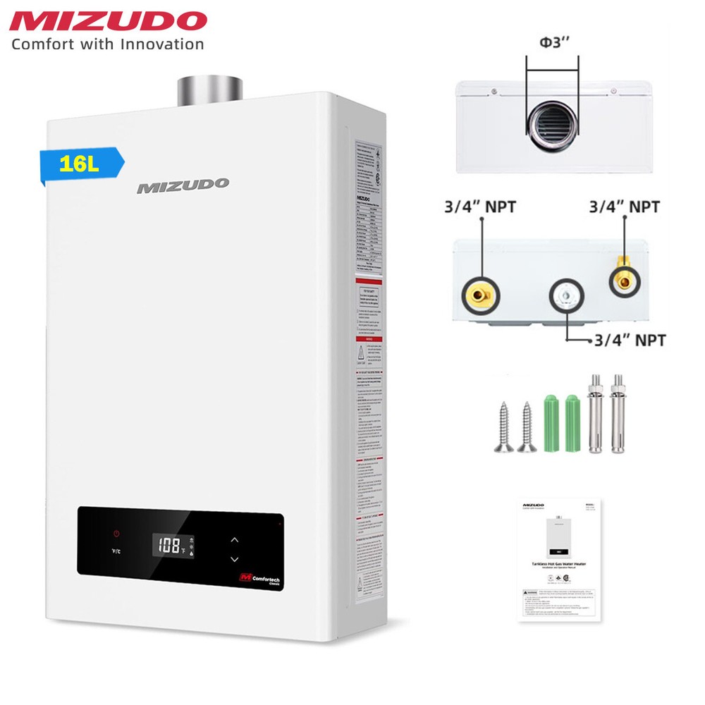 MIZUDO 5.1GPMTankless Water Heater Propane Gas 120,000 BTU For Whole House Use