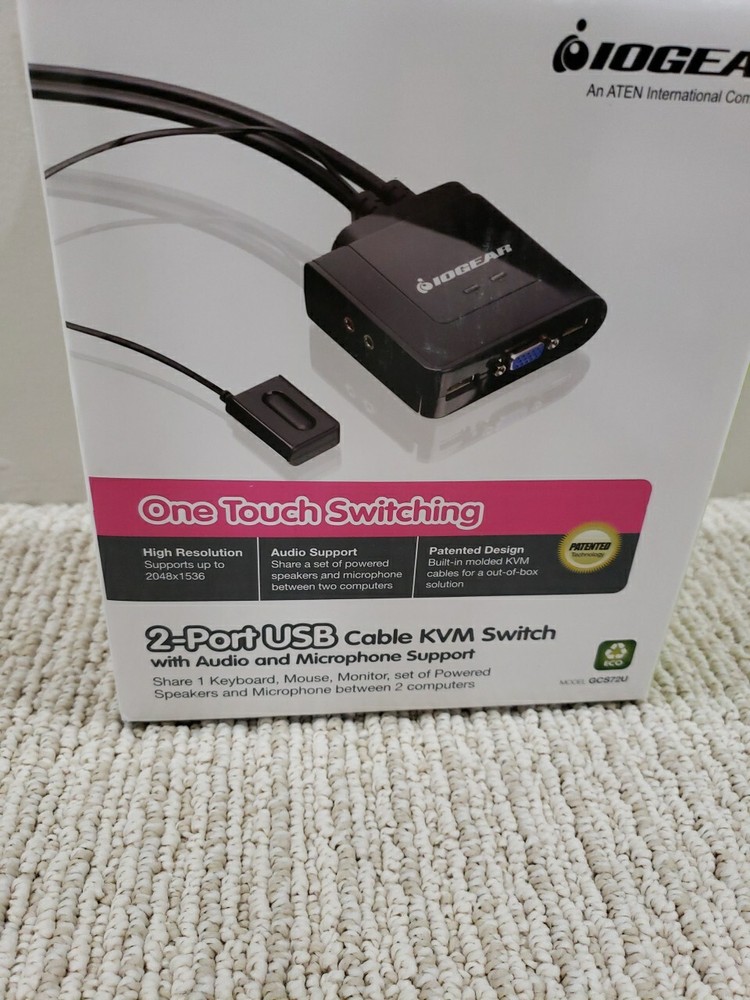 IOGear GCS72U 2-Ports USB Cable KVM Switch, Share Everything W 2 Computers 🖥