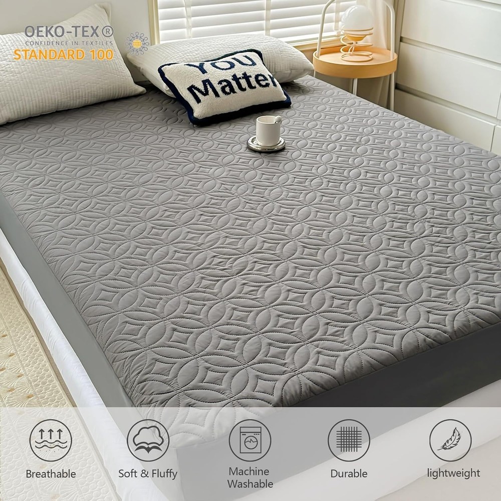 Protector colchon Cal King 72x84 impermeable suave gris transpirable bolsillo