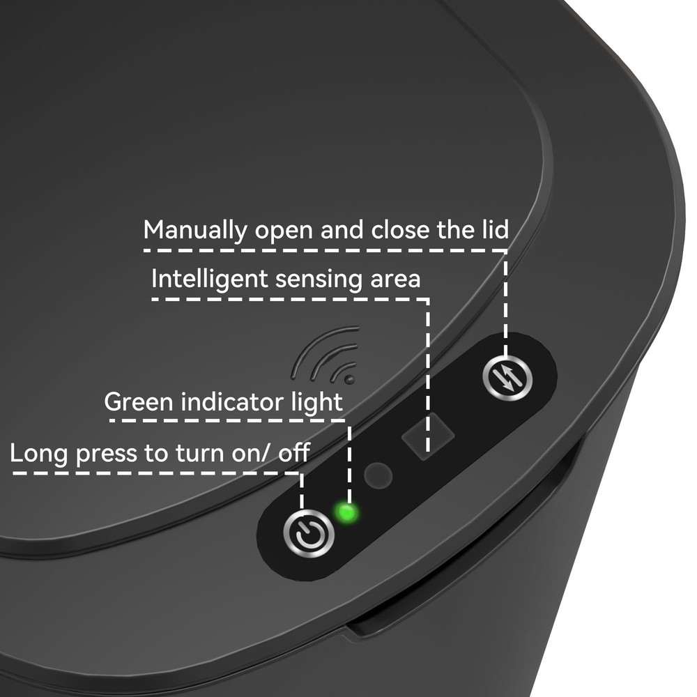 5 Gallon Motion Sensor Bathroom Trash Can Automatic Garbage Cans with Lid Tou...