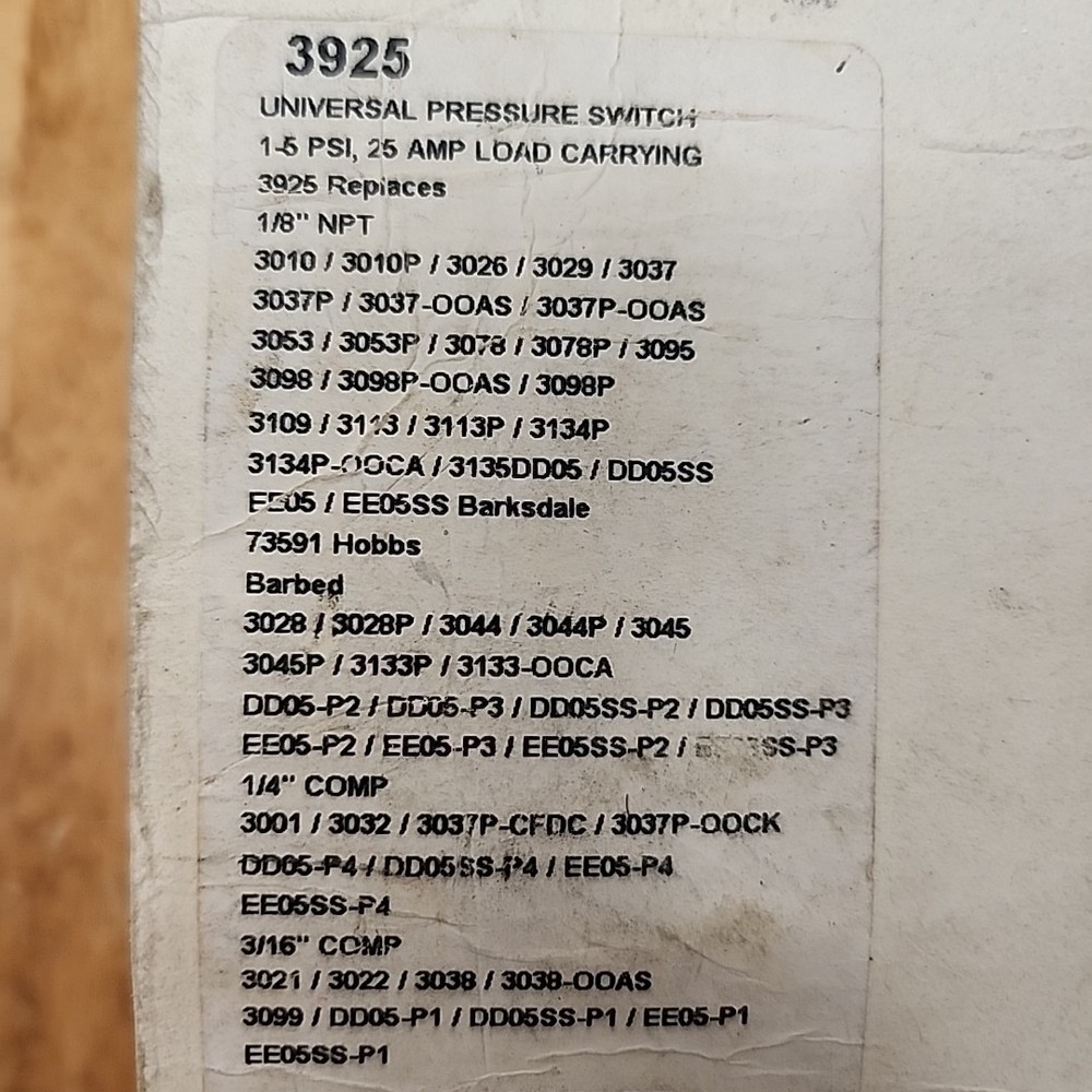 TECMARK PRESSURE SWITCH Spa Pool 3925