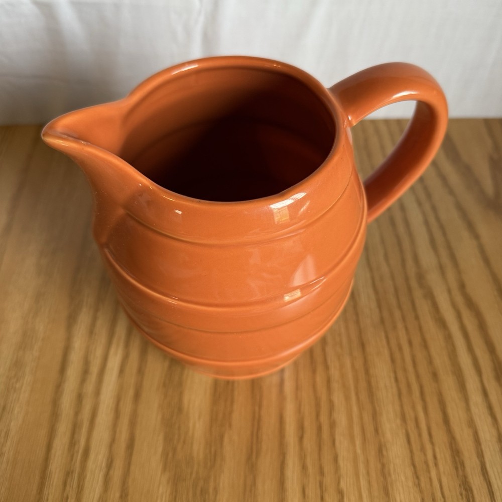 Stoneware Ceramic Pitcher With Handle 42 fl. oz. FTD Orange