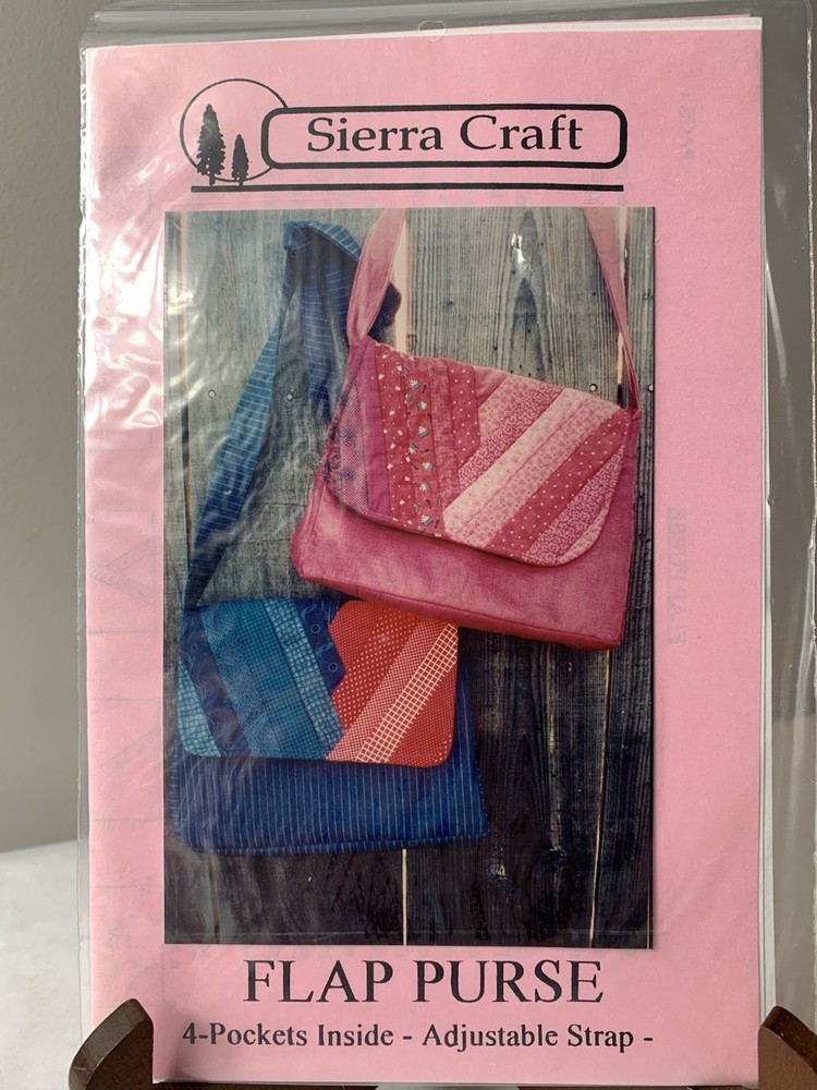 Sierra Craft Sewing Pattern Flap Purse/Inside Pockets/Adjustable Strap Log Cabin
