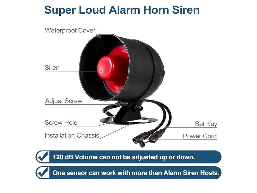 WiFi Alarm home Security System. 120dB, With Motion Sensor, And Remote Control