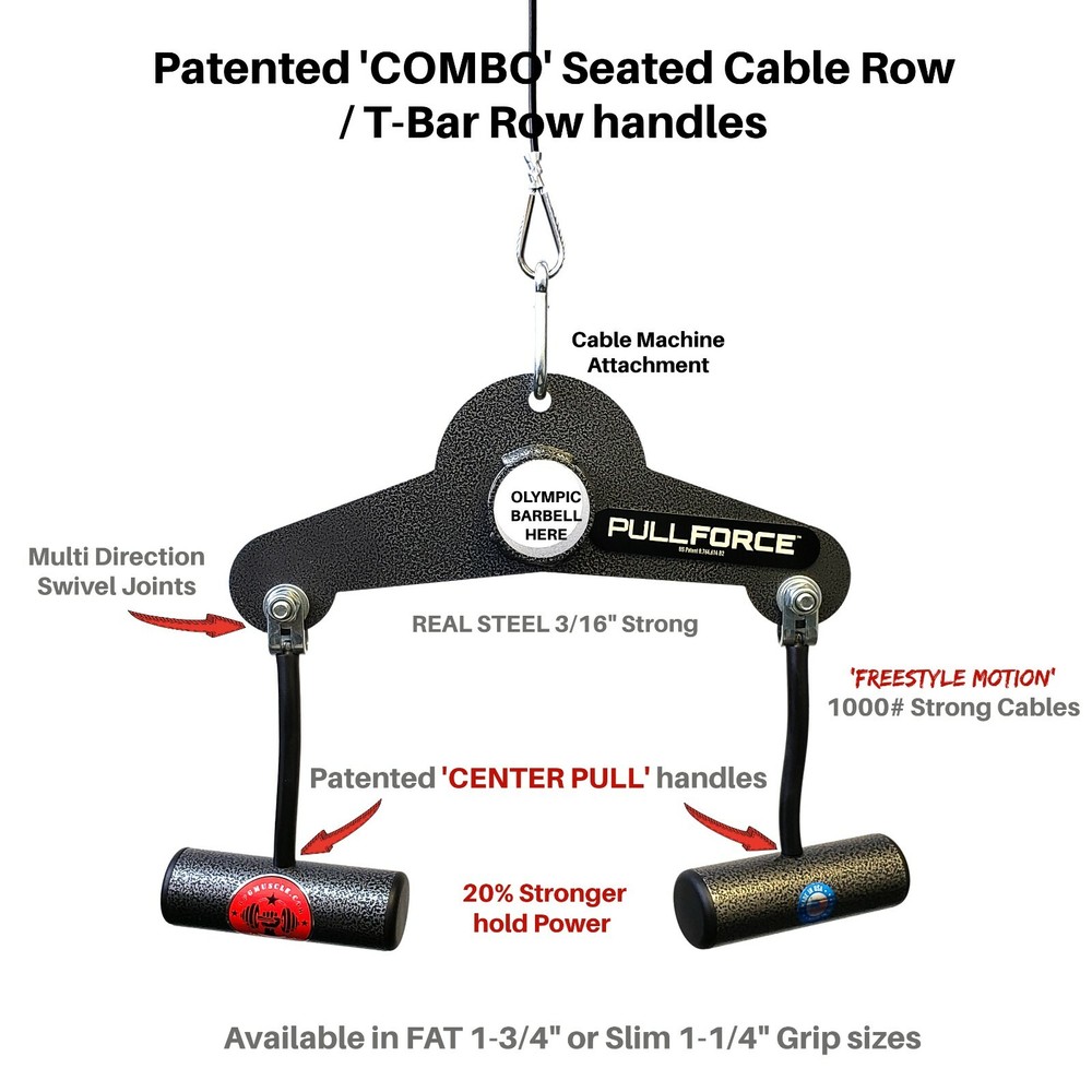 Pull Force 'Combo' Seated Row/T-BAR Row Handles wit Fat Grip or Standard Grip