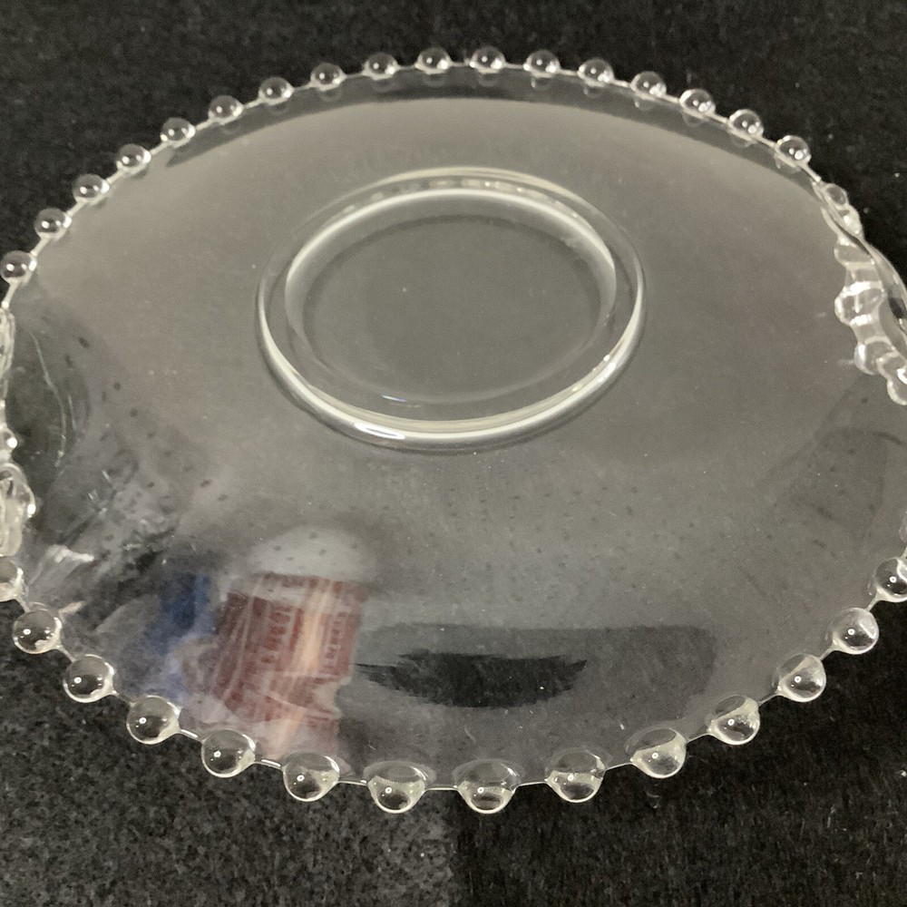 Candle wick Glass 7” Open Handle Plate Clear