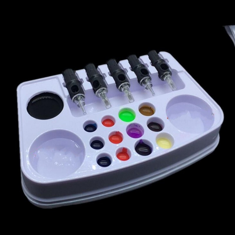 5 Pcs Disposable Plastic Permanent Makeup Tattoo Microblading Needle Work Plate