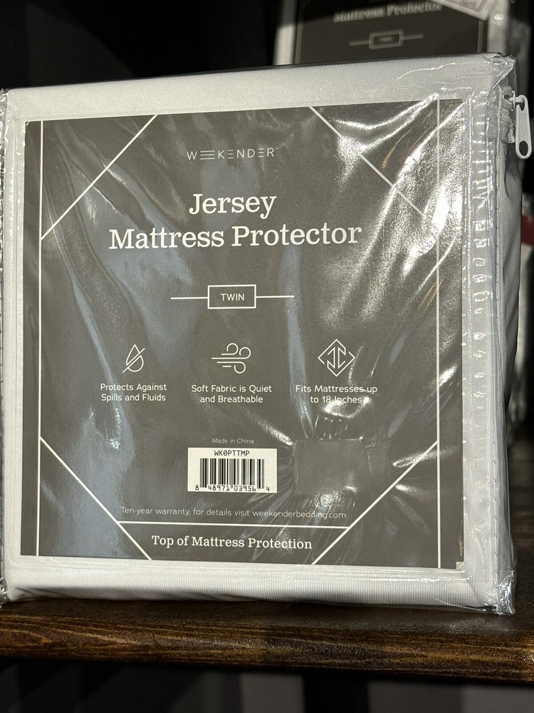 Weekender Jersey White Waterproof Mattress Protector Twin Size WK0PTTMP