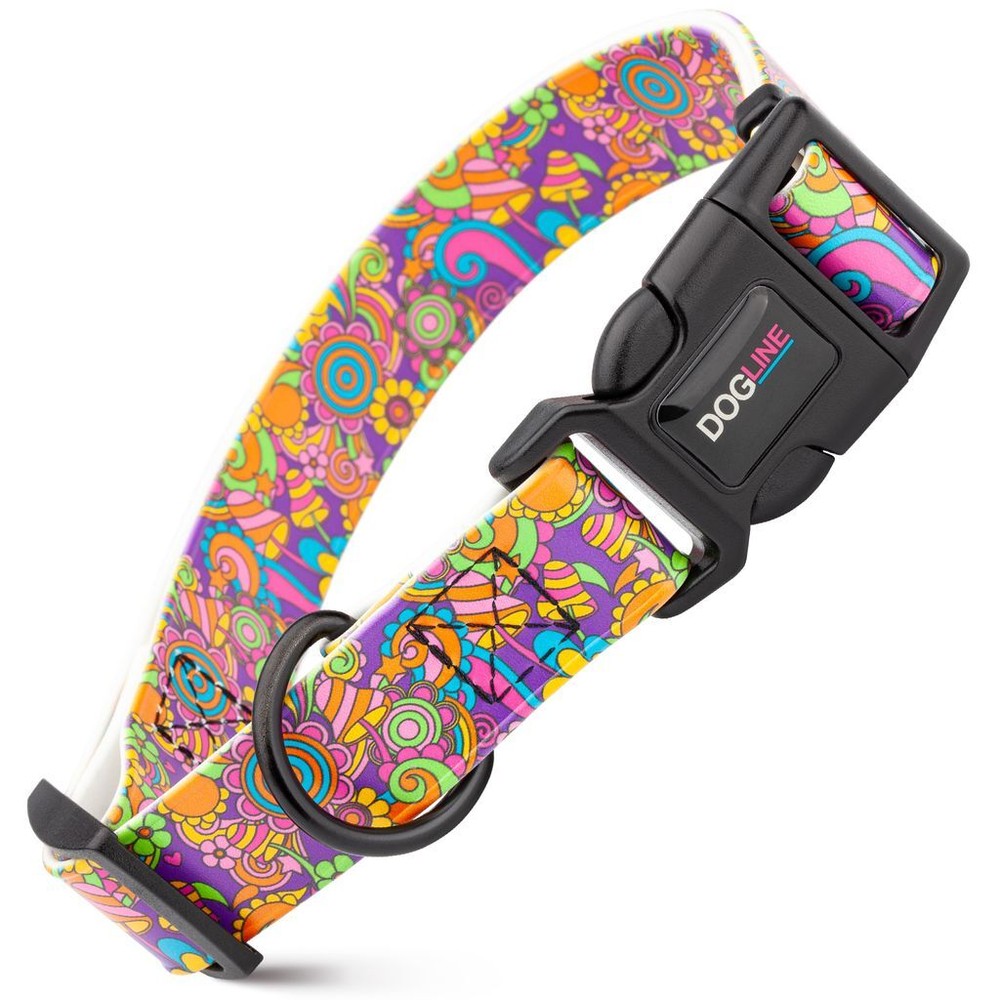 Dog Pet Magic Mushrooms Quick Release Printed Collar 3/4" x 12" - 19"