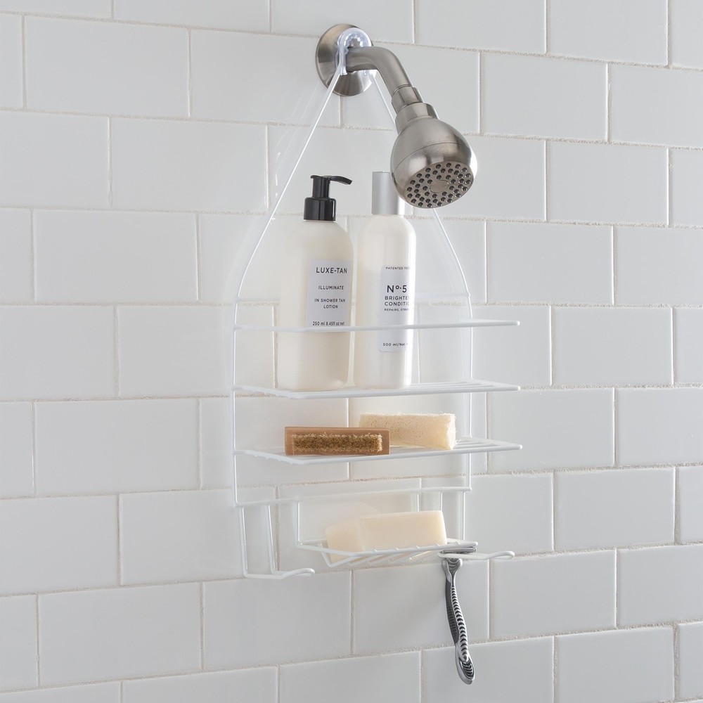 2 Shelf Hanging PE Coated Shower Caddy, White