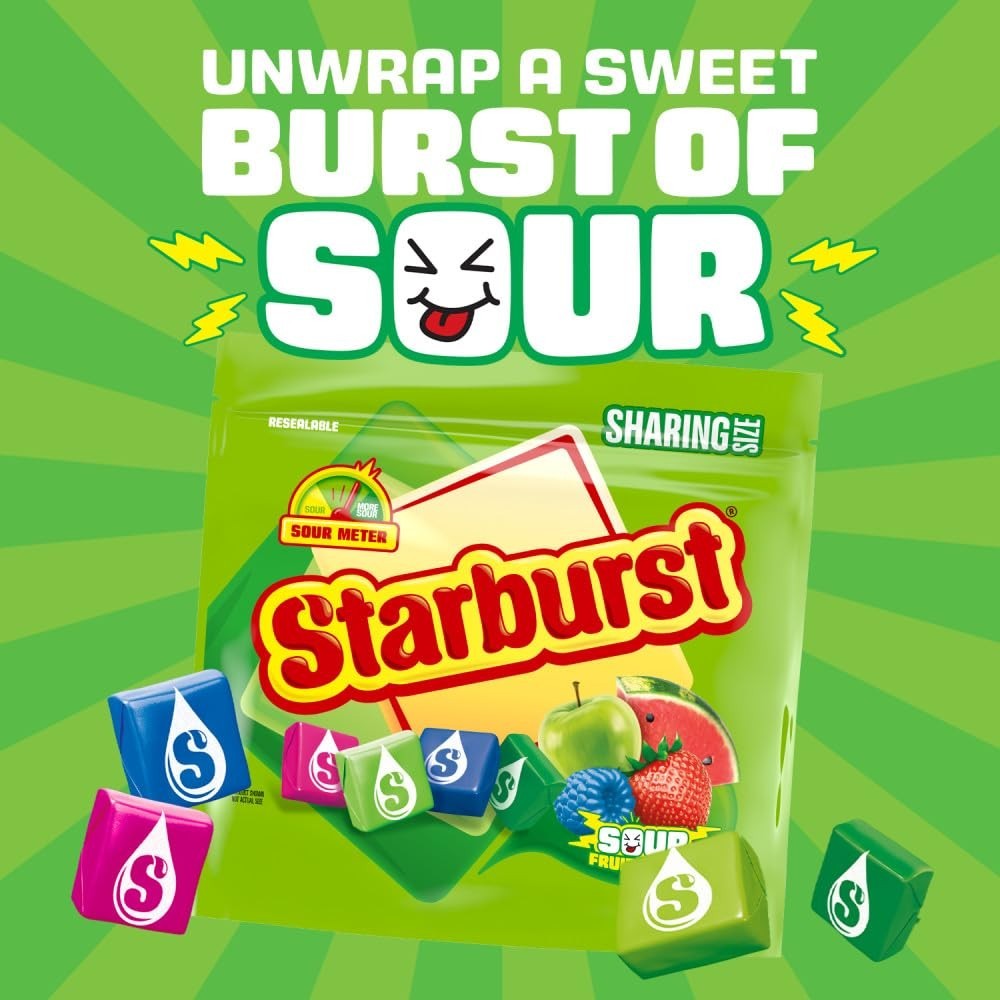 Starburst Sour Fruit Chews 1 LB Bulk Assorted Sour Chewy Candy