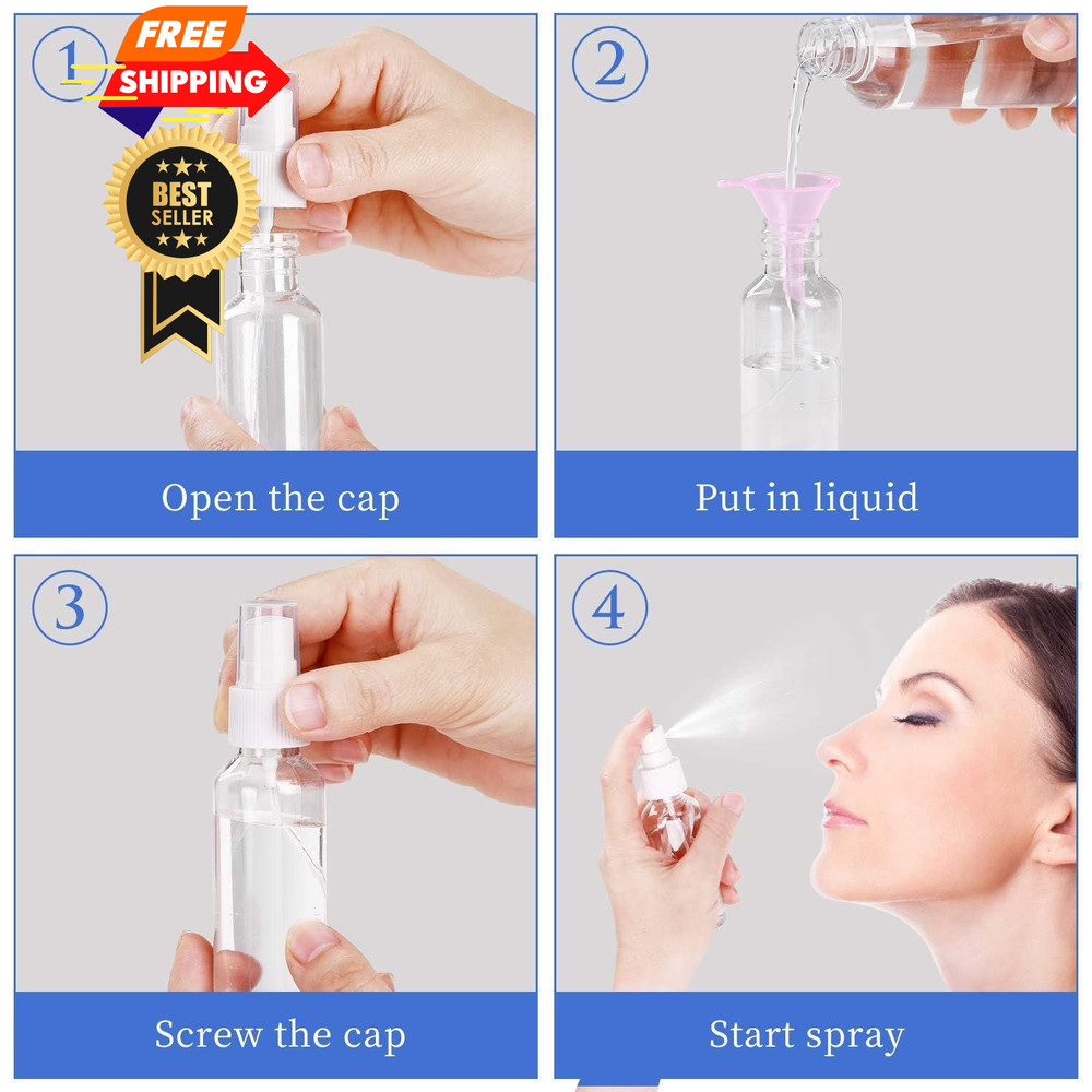 24 Pcs Spray Bottles 2oz / 55ml Clear Empty Mini White