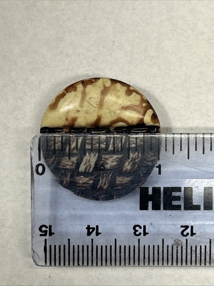 Vintage Celluloid Button Partial Basket Weave Design