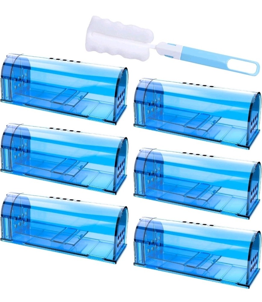 6 Pack Campior Humane Mouse Traps Indoor Reusable No Kill Blue