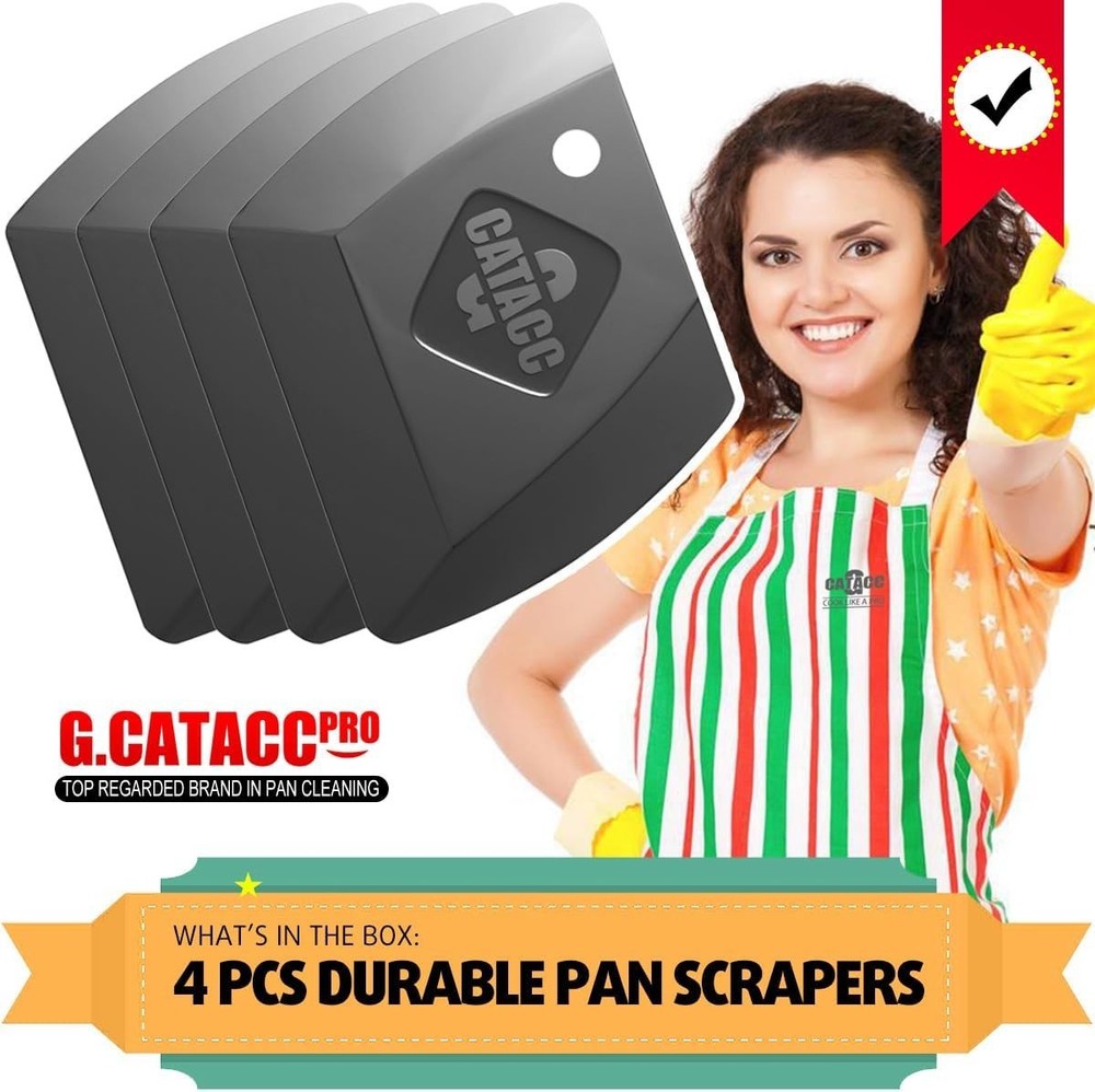 Versatile 4-Pack Pan Scrapers - Non-Scratch Kitchen Tool Set for Easy Cleanup