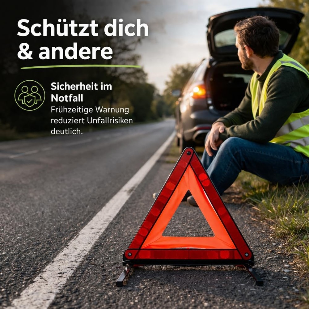 Vehicle Warning Triangle ECE R27 Emergency Triangle 2026 Red, Triangle Car Accessories Breakdown Dr...