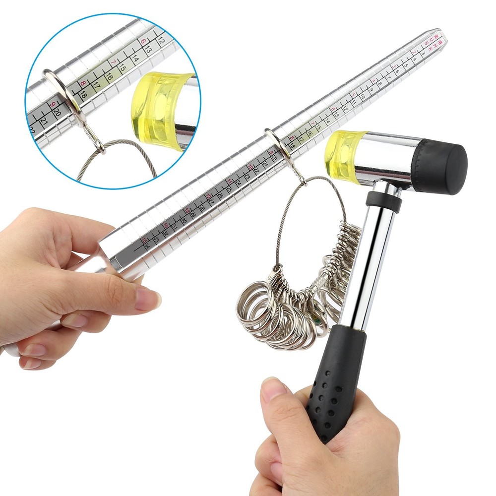 Accmor Ring Sizer Measuring Tool Including Mandrel, Gauge Silver