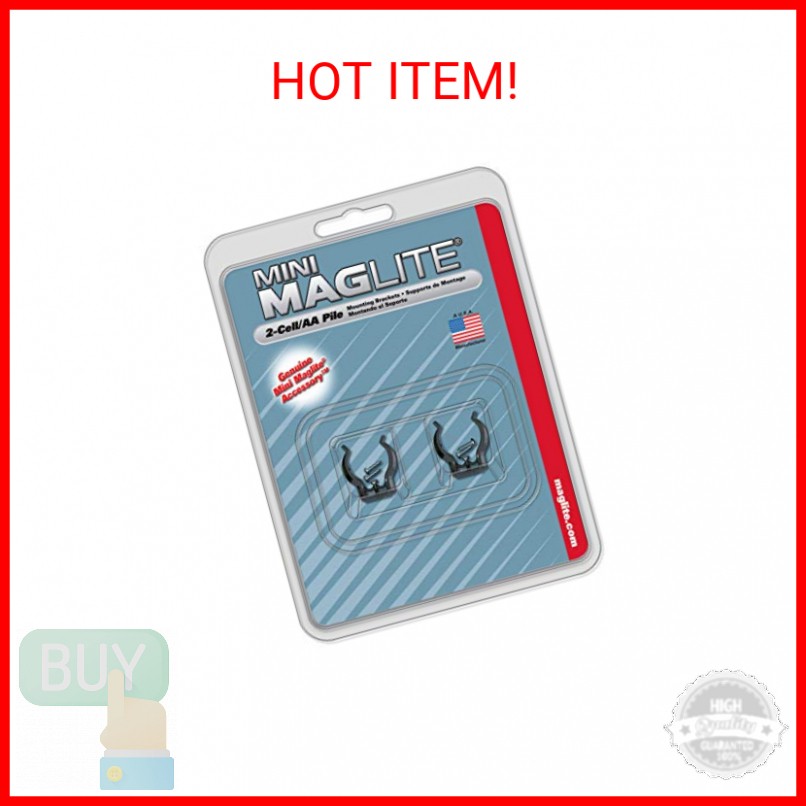Maglite Black Mounting Brackets for AA Mini, 2 pk