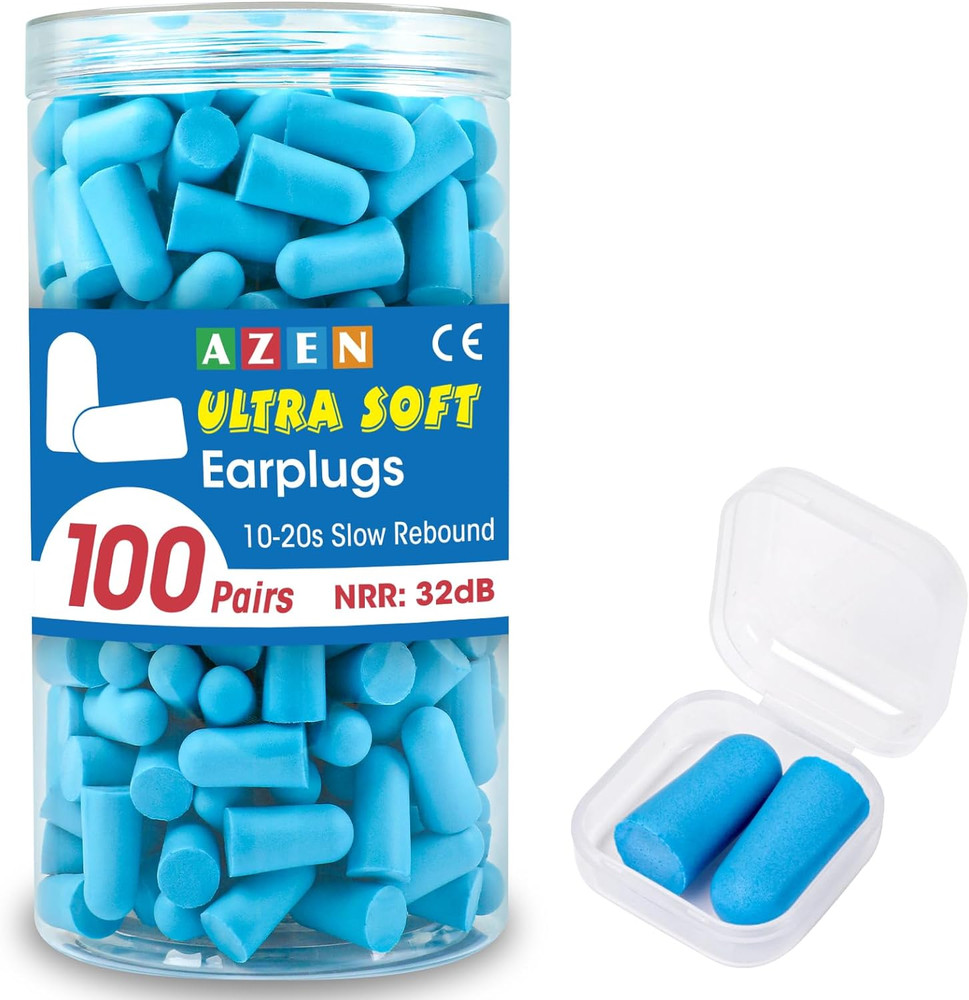 100 Pairs Foam Earplugs 32 dB Noise Reduction Soft Sleeping Snoring Study Work
