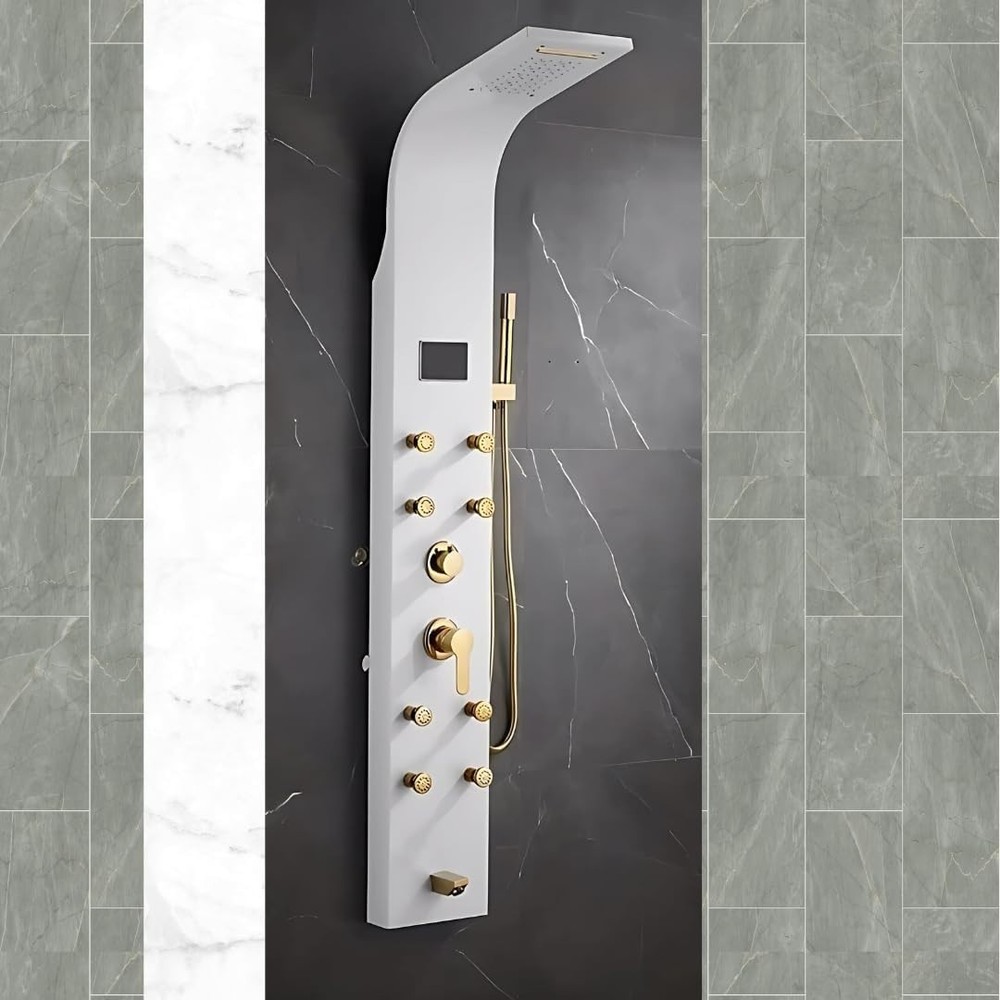 ZeeCry Shower Panel Multifunctional Led  RainFall  6 in 1 Tower With Handheld SS