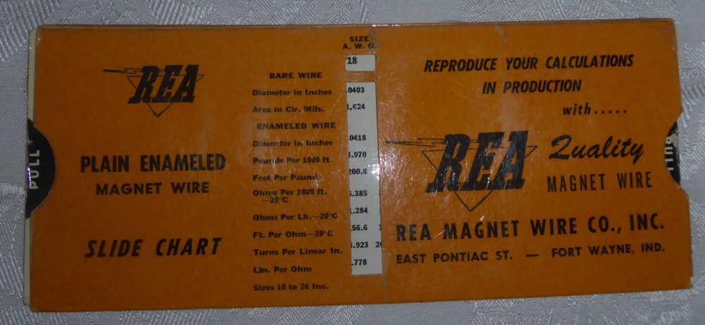 Vintage REA Magnet Wire Co Data Slide Card