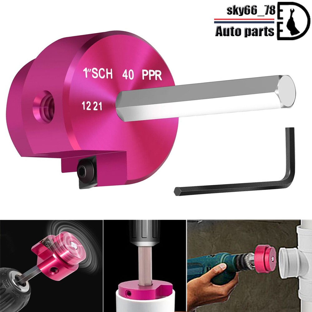 1" Head Plastic Pipe Fitting Reamer PPR100 with 1/4" Hex Shaft PVC Socket Saver