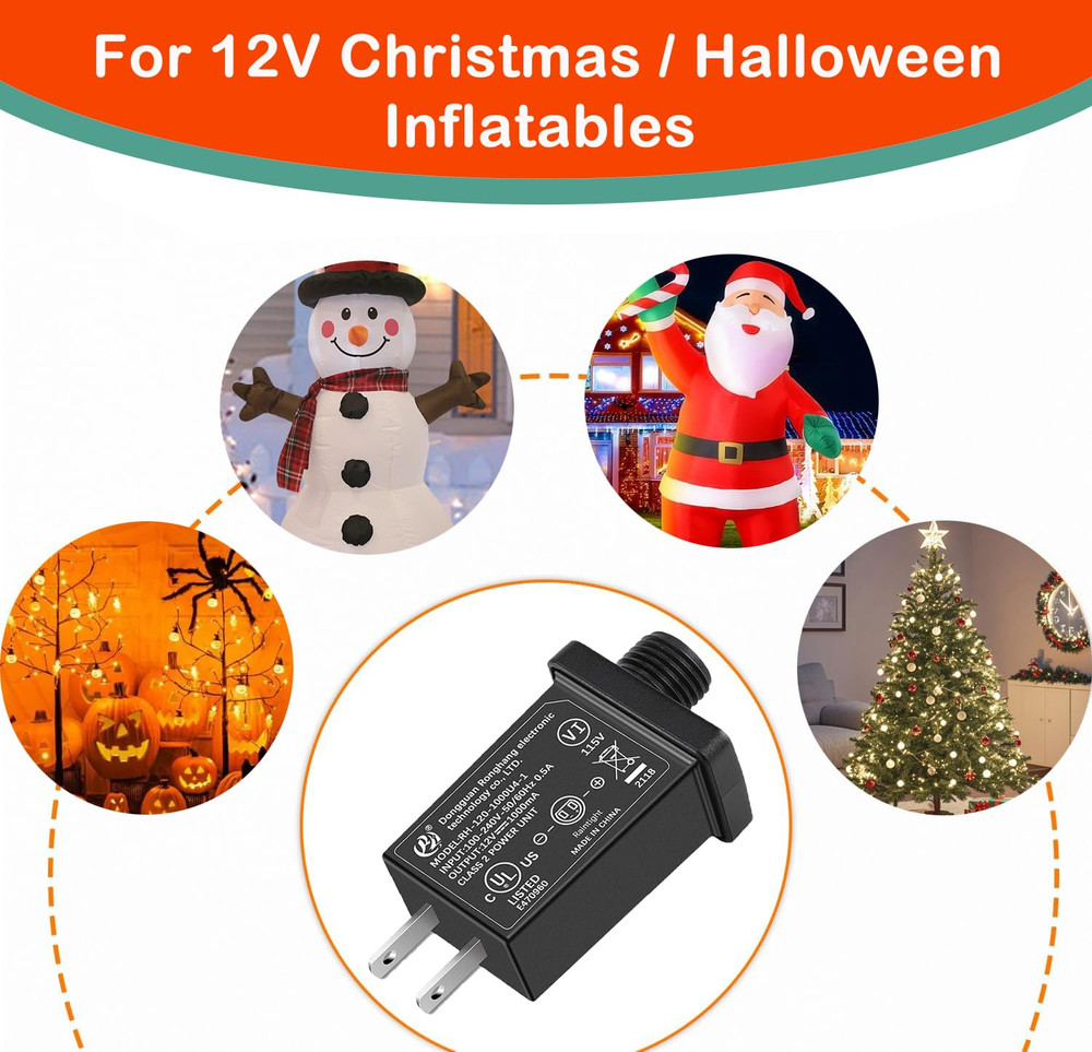 12V 1A Class 2 Power Supply, UL Listed Replacement Yard Inflatable Adapter for C